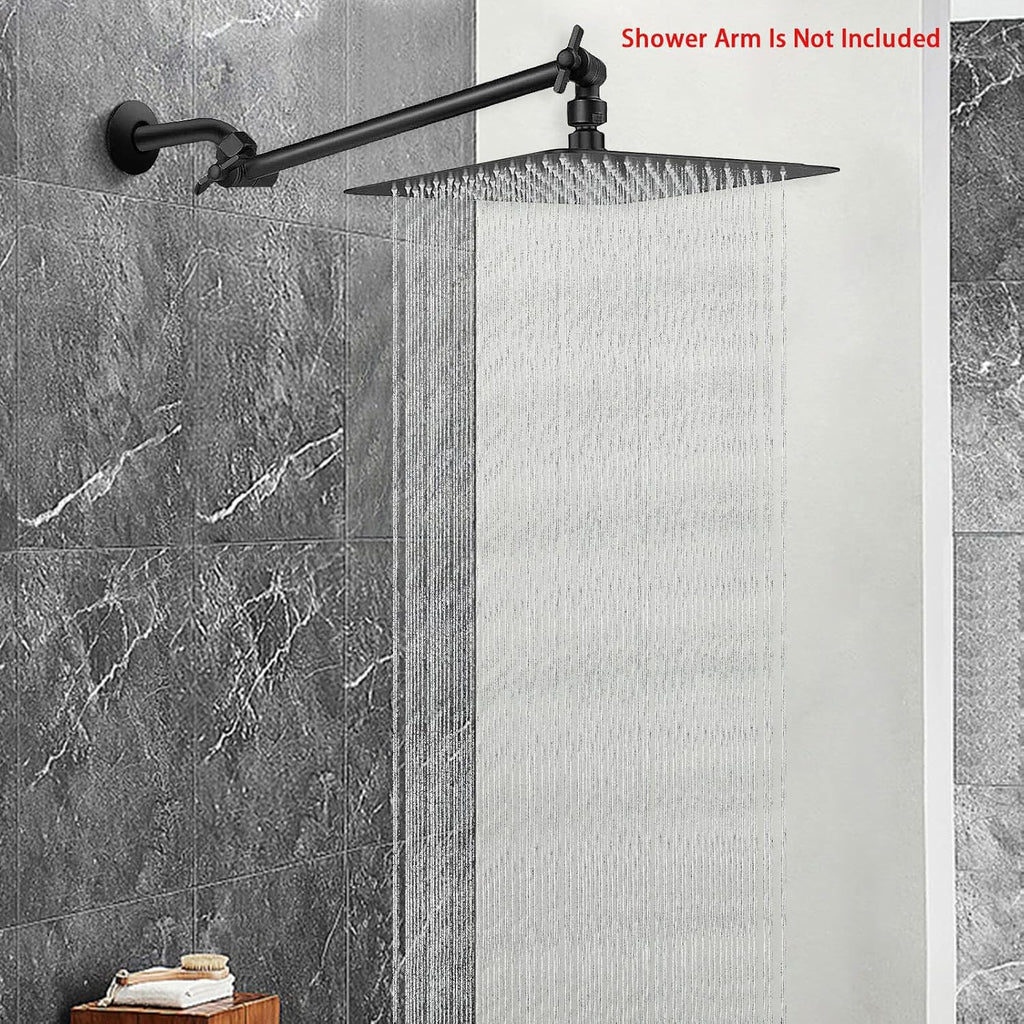 Rain Shower Head, High Flow Stainless Steel Square Rainfall Shower, High Pressure Design, Awesome Shower Experience