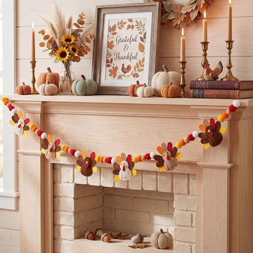 Felt Thanksgiving Turkey Garland 3D Fall Harvest Banner