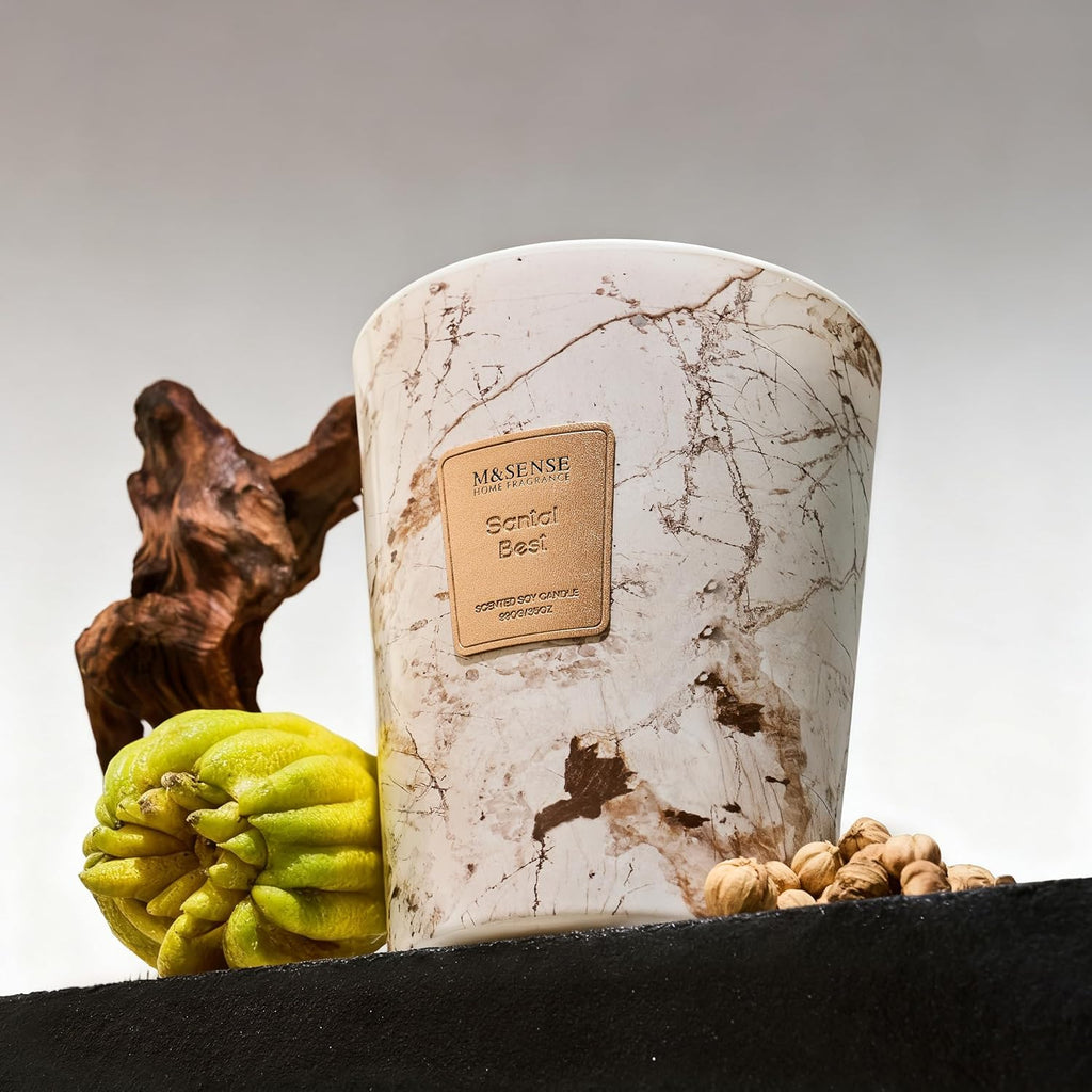 Extra Large Candle 35oz 150H Santal Scented 3-Wick Highly Scented Jar Candles, XL Candle Decor, Long Lasting - Set of 35
