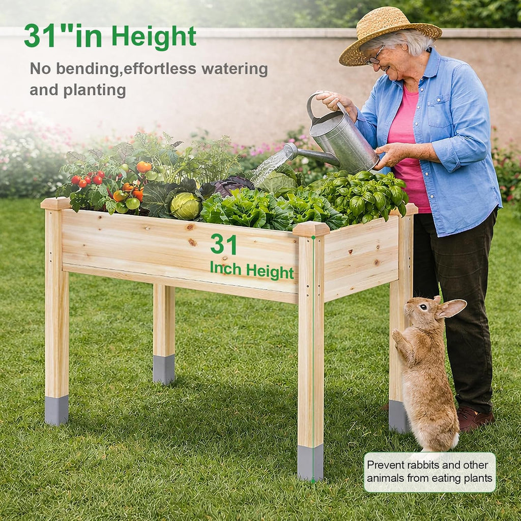 331lb Capacity Wooden Raised Garden Bed Outdoors with Legs, Box of 1 | 48x24x31" Elevated Ergonomic Large Planter Box