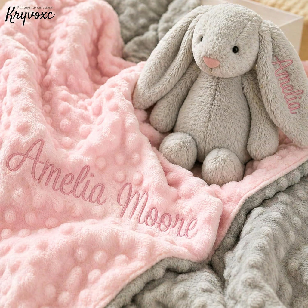 Blanket and Plush Bunny Set, Custom Blankets and Rabbit