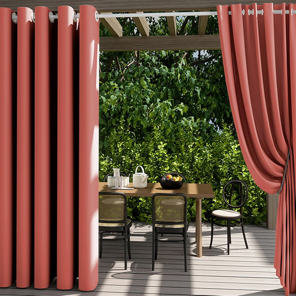 2 Panels Outdoor Curtains Waterproof Blackout Weatherproof Outside Drapes Thermal Insulated Grommet Top Privacy