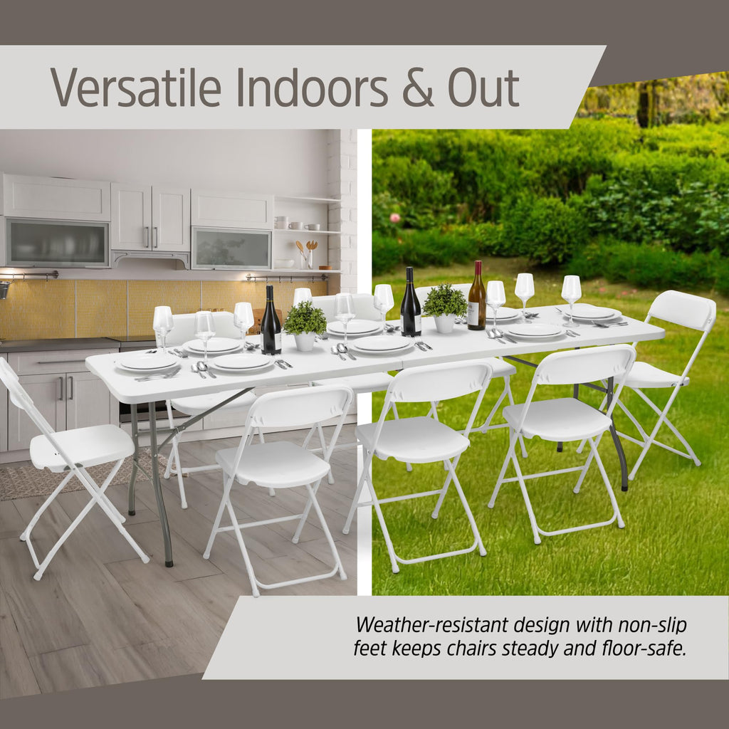 4 Pack Black Padded Folding Chairs with Cushioned Seat & Backrest - Comfortable PU Leather, Heavy-Duty Steel Frame