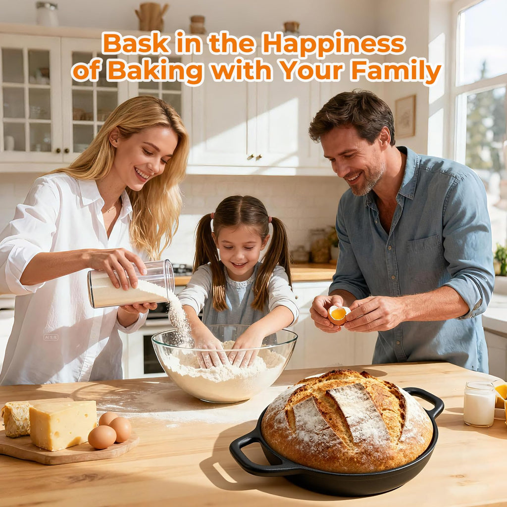 5QT Pre-Seasoned Cast Iron Dutch Oven For Bread Baking, Dutch Oven with Domed Lid, Sourdough Bread Baking Supplies