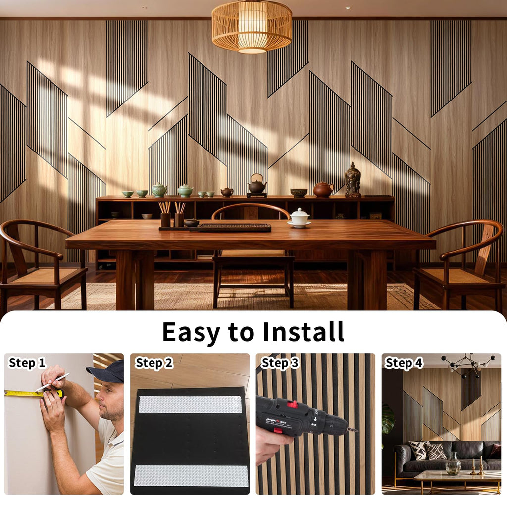 8-Pack Teak Wood Grain 3D WPC Wall Panels with Adhesive, Peel and Stick Wall Panels for Accent Wall, Covers 82.15 Sq