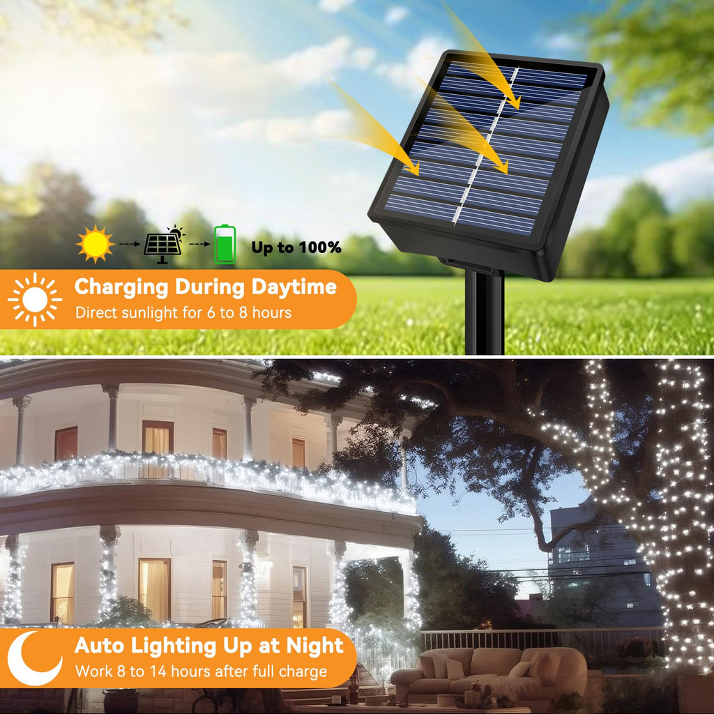 Solar String Lights Outdoor Waterproof 6 Pack Total 198ft White