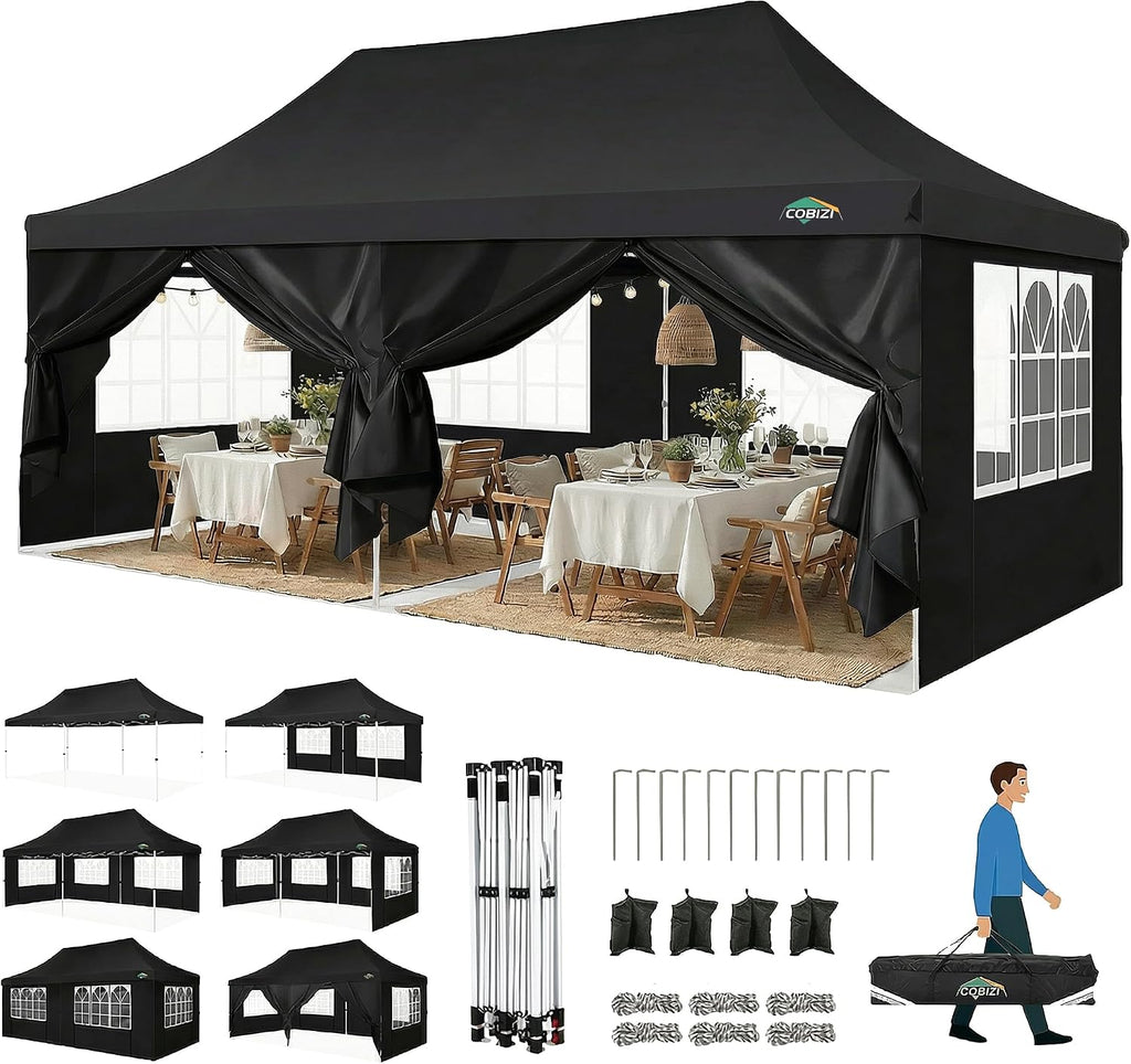 Canopy 10x20 Pop Up Canopy Tent with 6 Sidewalls