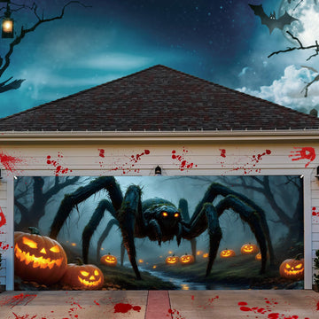 7x16 ft Halloween Garage Door Cover Giant Spider Banner Backdrop