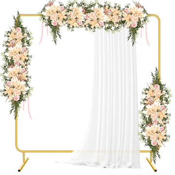 Metal Wedding for Parties 6.6FT Gold Balloon Arch Square Frame Kit Pipe and Drape Stand Floral for Ceremony, Wedding