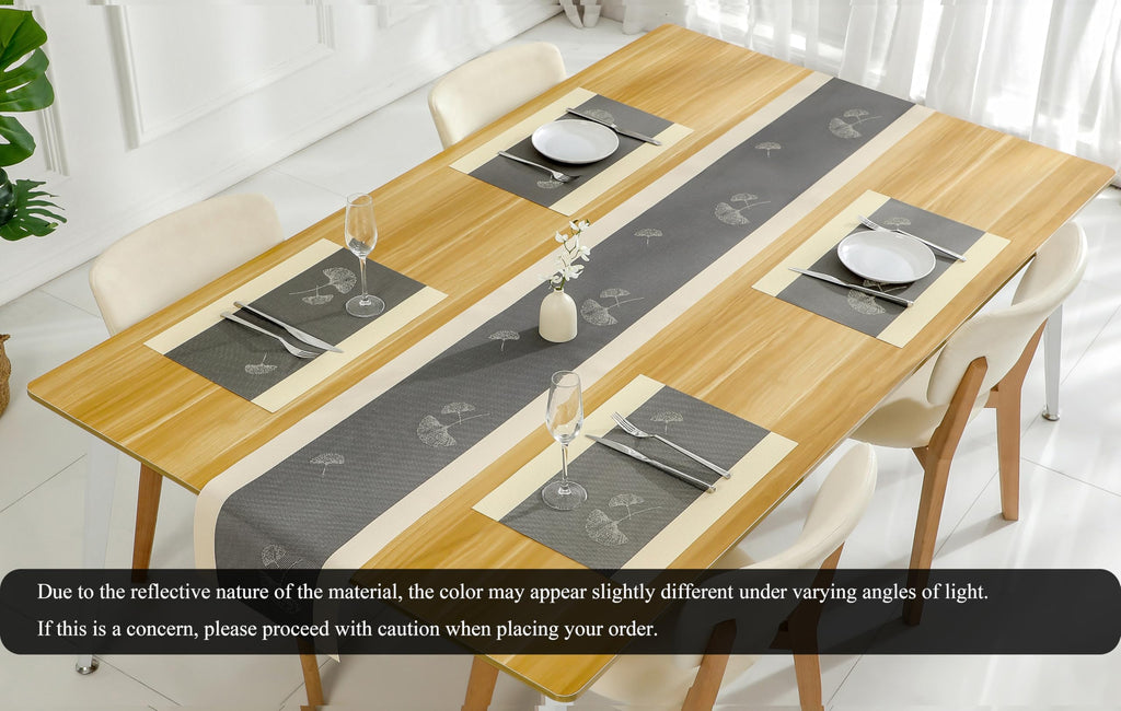 Elegant Placemats with Matching Table Runner,Washable Durable Plastic Placemats for Dining Table Sets(6pcs