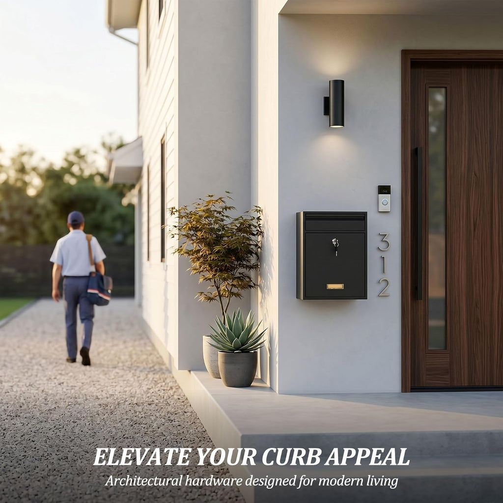 Locking Wall Mount Mailbox with Integrated Bend Handle & Bottom View Window