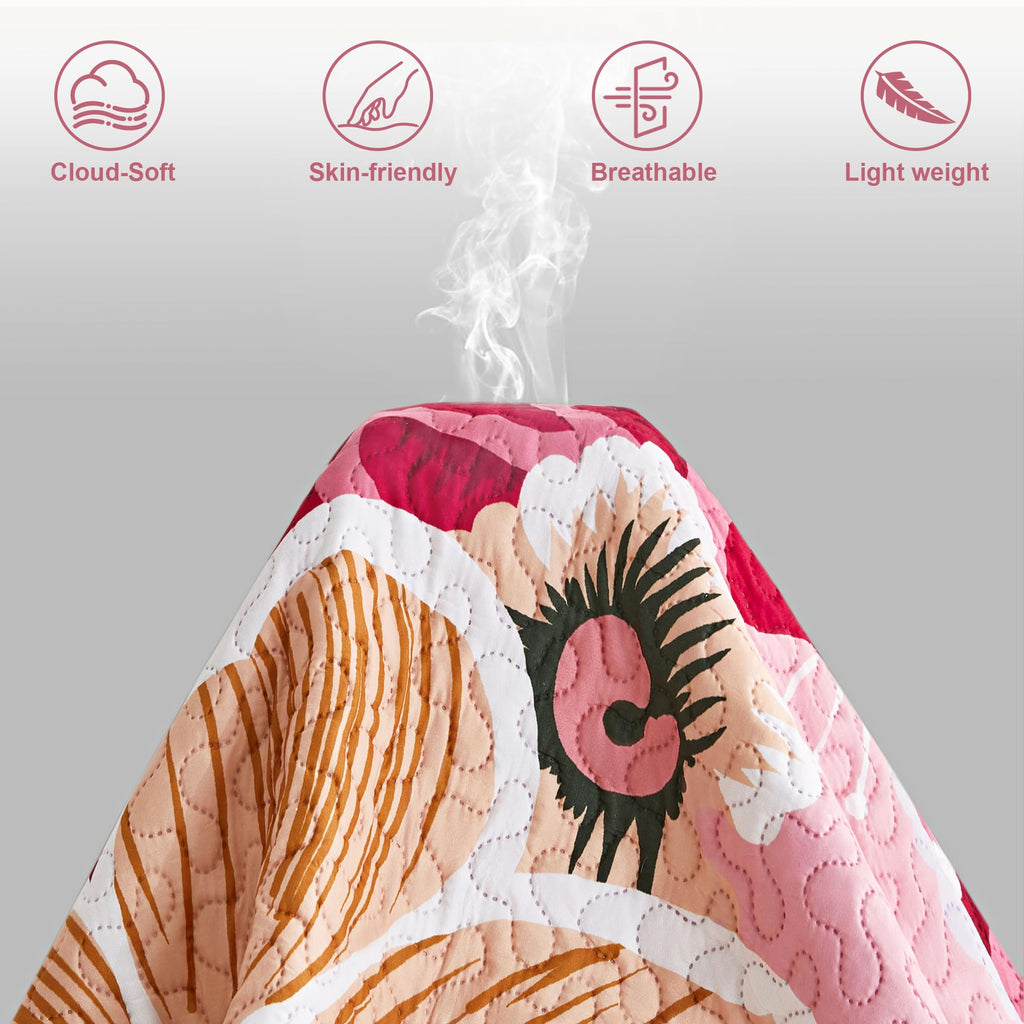 3 Piece Pink Christmas Coquette King Quilt Bedding Sets