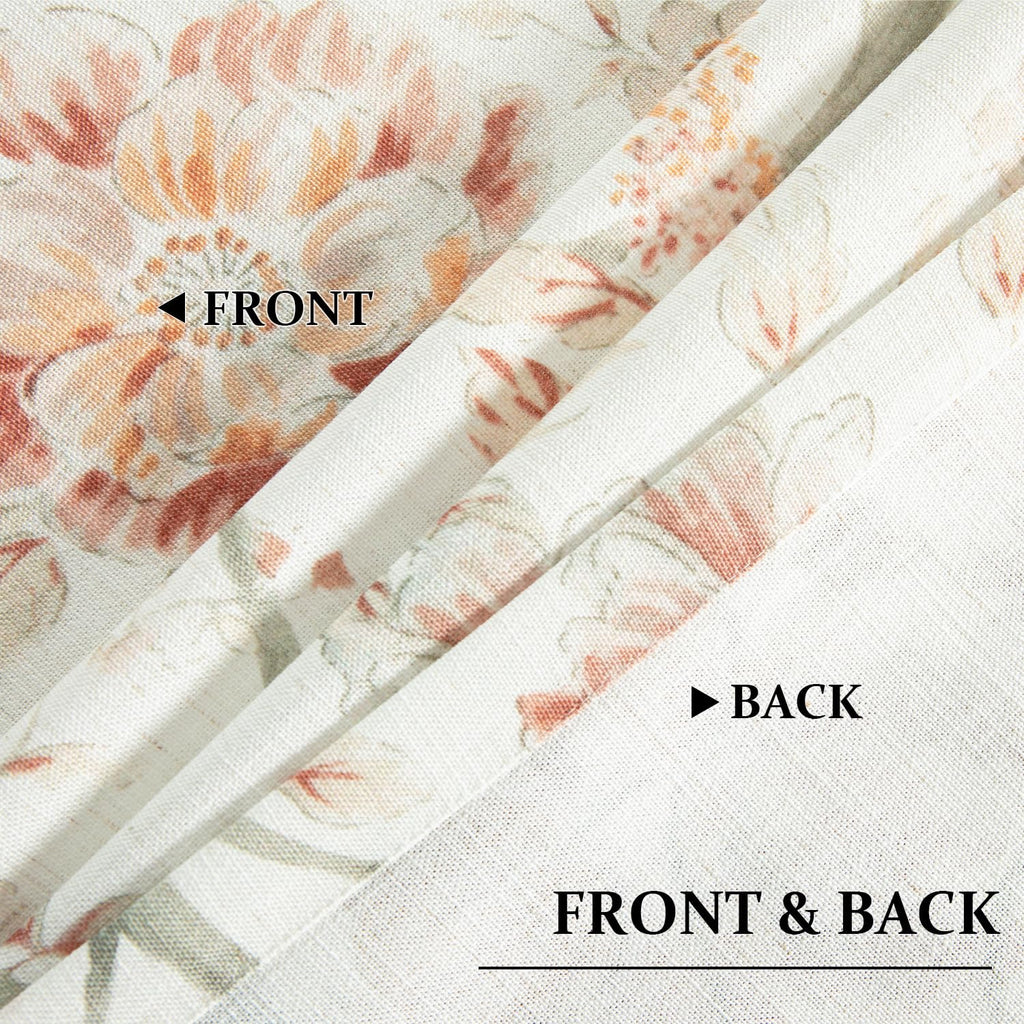 Printing Curtain Valances for Windows, Blooming Red Flowers Pattern Light Filtering Privacy Curtains, Farmhouse