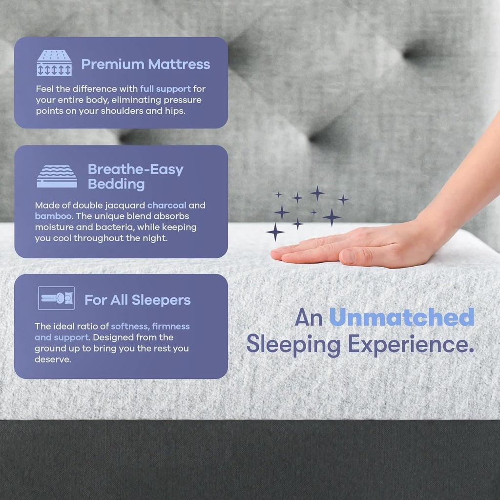 12 Inch Queen Mattress, Made in The USA, CertiPUR-US, Oeko-Tex, and Fiberglass-FreeTM Certified Cooling Bed, Gel