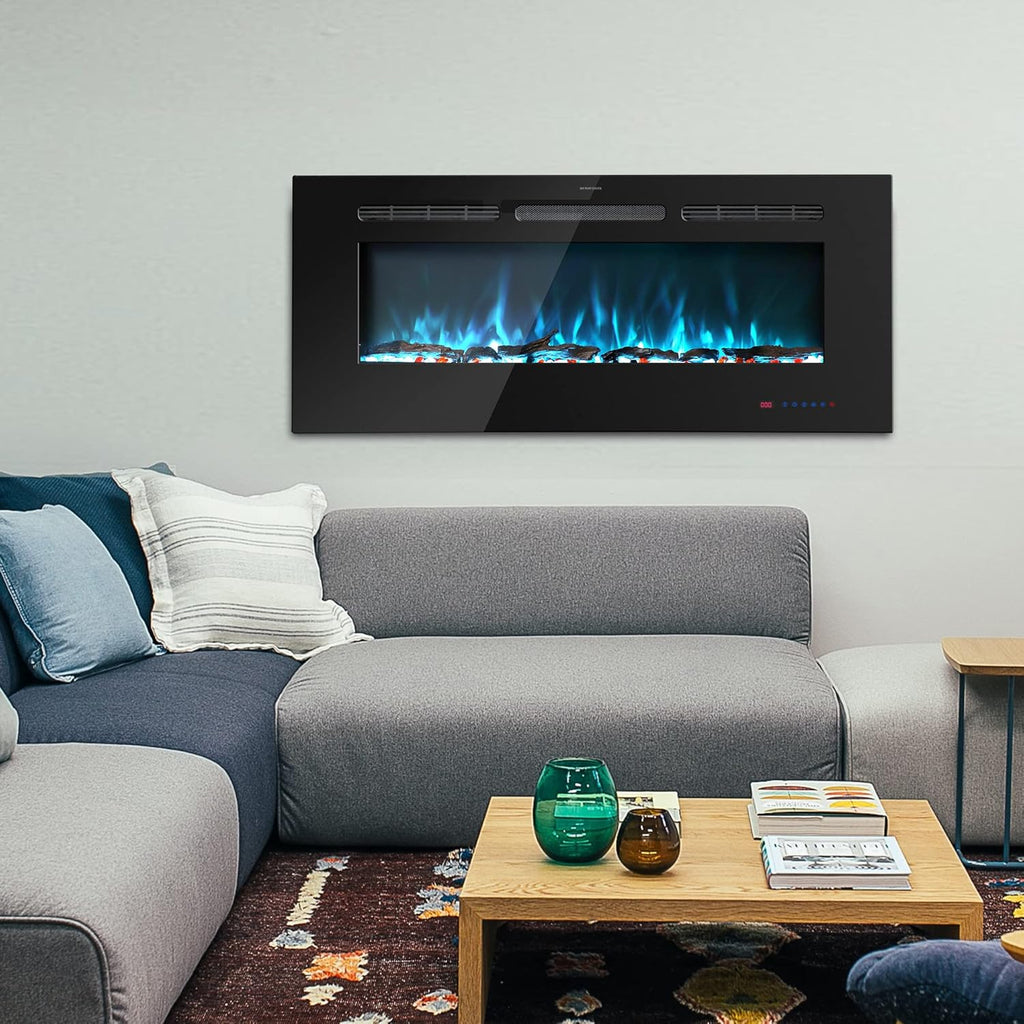 45 inches Electric Fireplace Inserts, Recessed and Wall Mounted Fireplace Heater, Linear Fireplace w/Thermostat