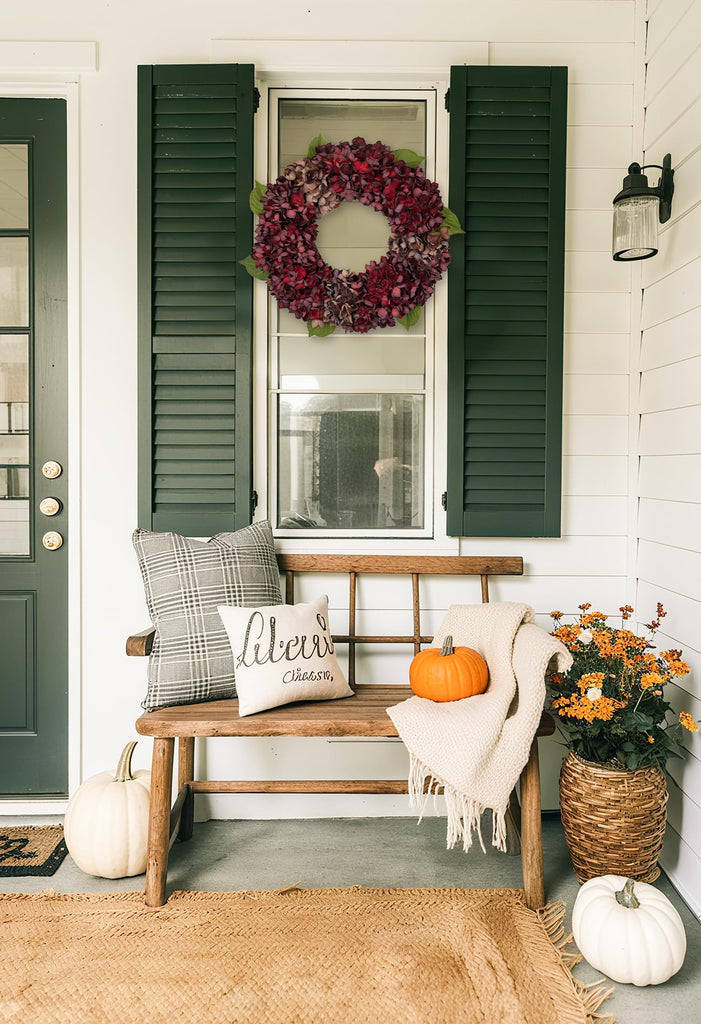 Fall Wreaths for Front Door 22 inch Autumn Wreath with Hydrangeas