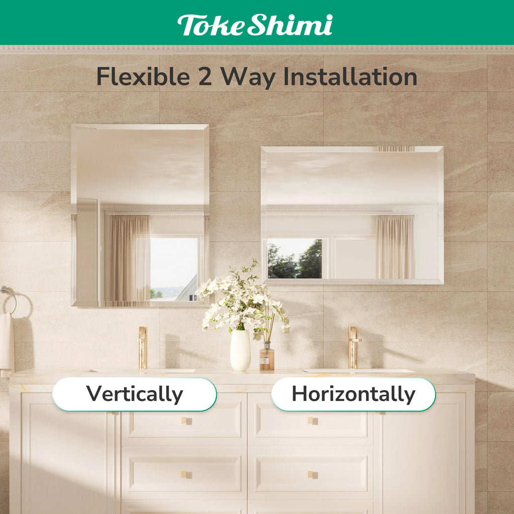 Bathroom Vanity Mirror Frameless with 1" Beveled Edge 24x32 in