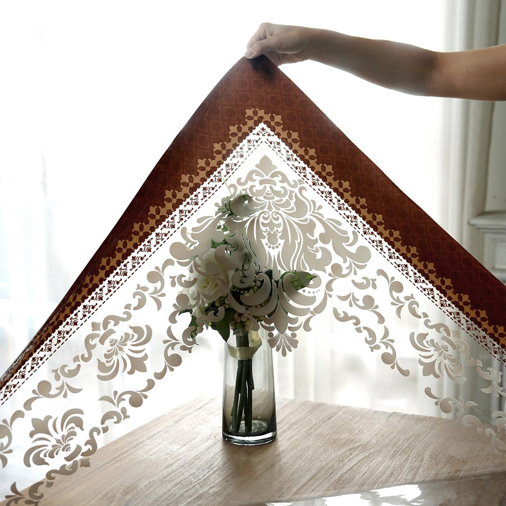 Clear Table Protector Cover Vinyl Damask Tablecloth, 60" x 104"