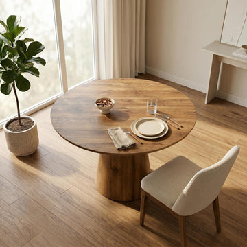45'' Round Dining Table, Small Round Dining Table, Wood Dinner Table Use for Kitchen, Easy Assemble, Saving Space