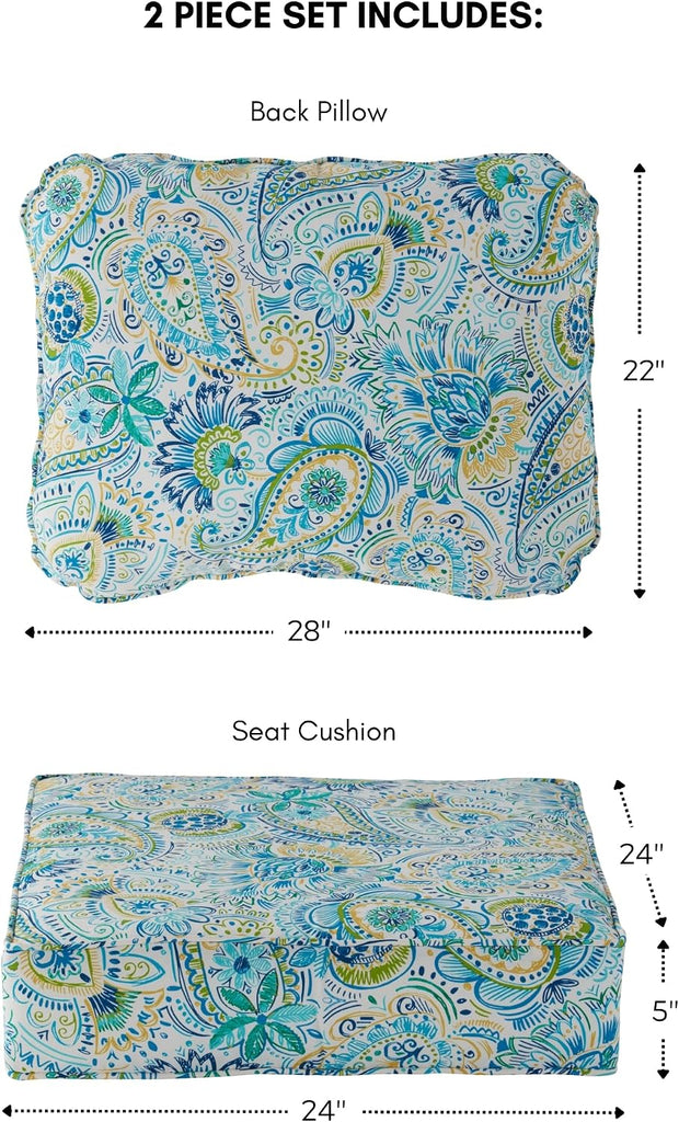 2-Piece Outdoor Deep Seat Cushion Set, Paisley