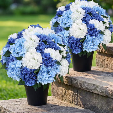 Set of 2 Faux Outdoor - Mixed Blue
