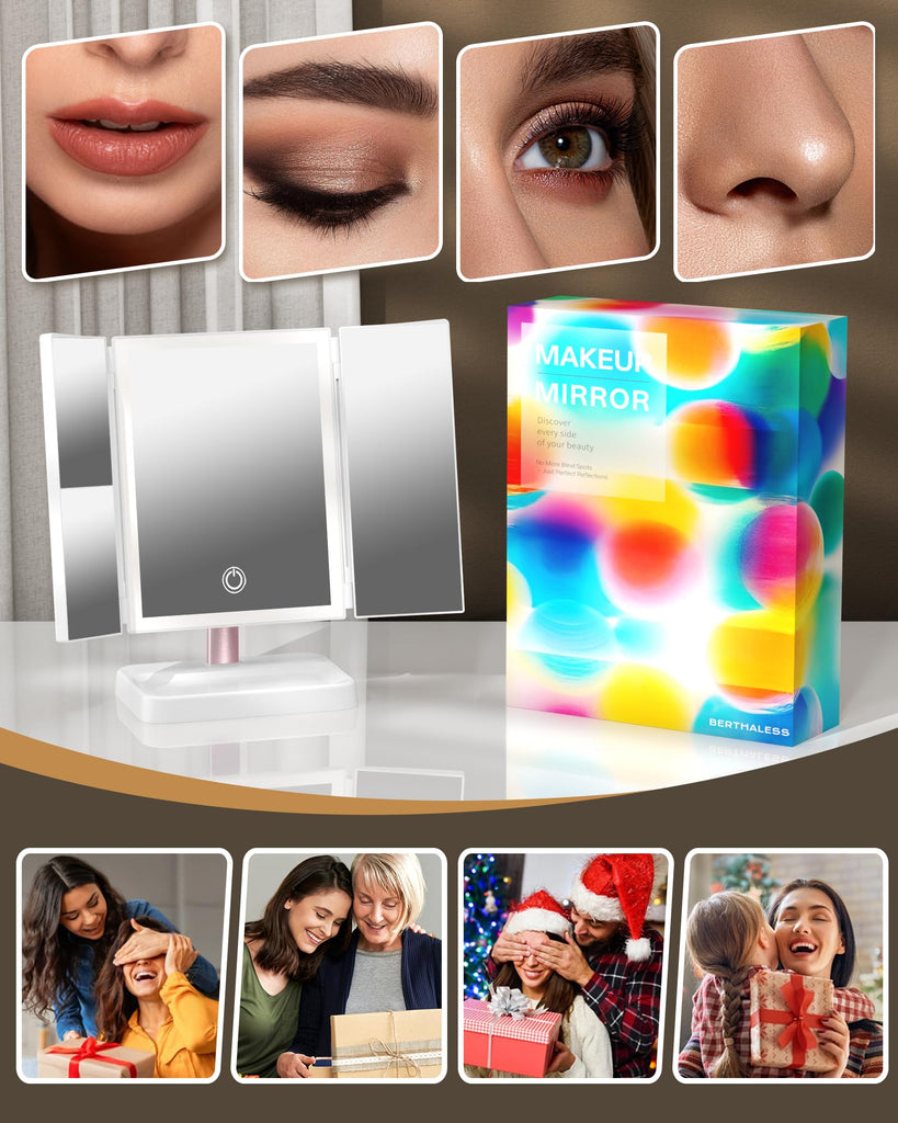 Makeup Mirror Vanity Mirror with Lights, 1X 2X 3X Magnification