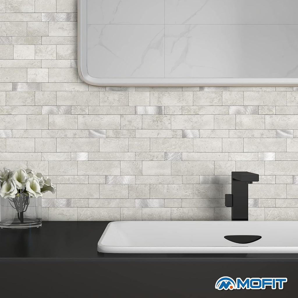 Peel Stick Backsplash Kitchen Wall Cement Grey 10pcs