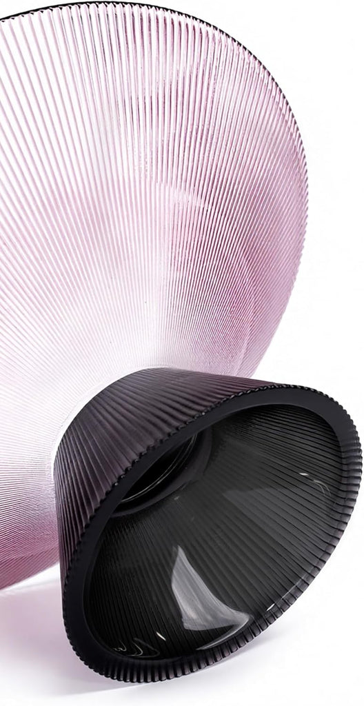 Tapered Glass Decorative Bowl(Purple), 9.8 Inches Handblown Glass Bowl with Modern Two-Tone Cone Shape,Decorative