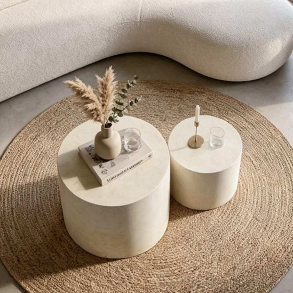 Round Nesting Coffee Set of 2 Living Room, No Assembly