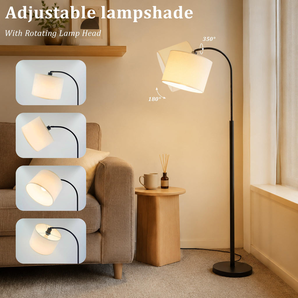 Black Arc Floor Lamps with Remote, Mid Century Modern Lamp