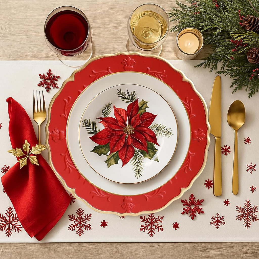 Christmas Red Plastic Charger Plates Set of 6