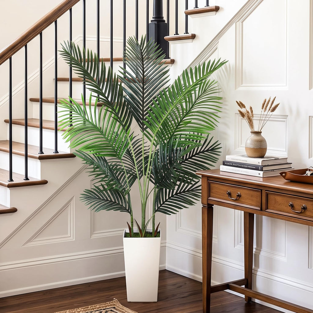 Artificial Palm Tree 5ft Tall Realistic Faux Palm Plant with Nursery Pot Living Room Decor Easy Setup Low Maintenance