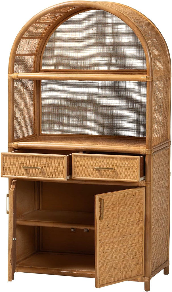 Mairen Arched Natural Rattan Storage Cabinet