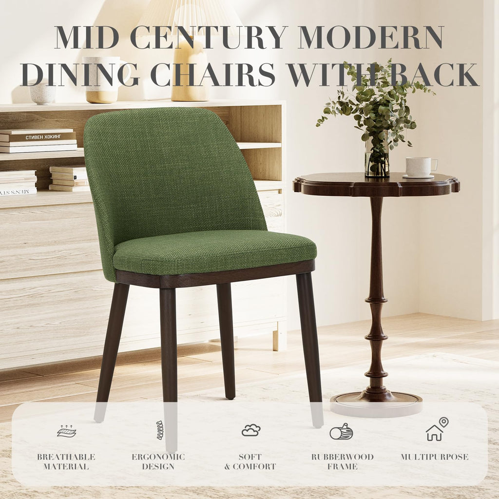 Upholstered Dining Chairs Set of 2, Modern Kitchen Chairs with Back, Leather Side Dining Room Chairs with Wood Legs