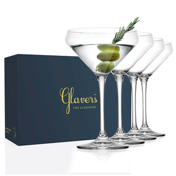 Martini Glasses Set of 4 Cocktail Glasses, 10.5 Ounce Stemmed Margarita Glasses, for Bar, Martinis, Cosmopolitan