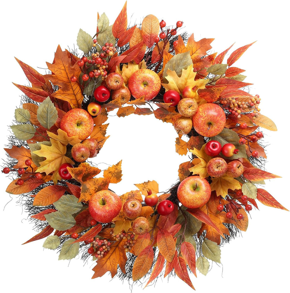 Fall Wreath for Front Door 24 inch Autumn Thanksgiving Wreath