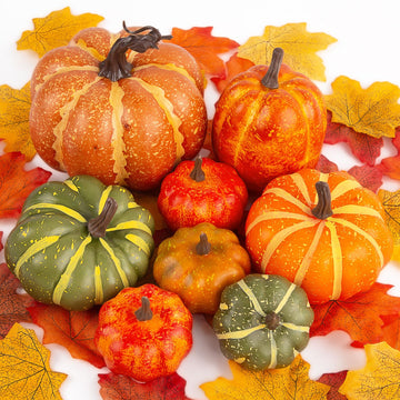 38 PCS Fake Pumpkin Set, 8 PCS Pumpkins for Decorating, Fall Table