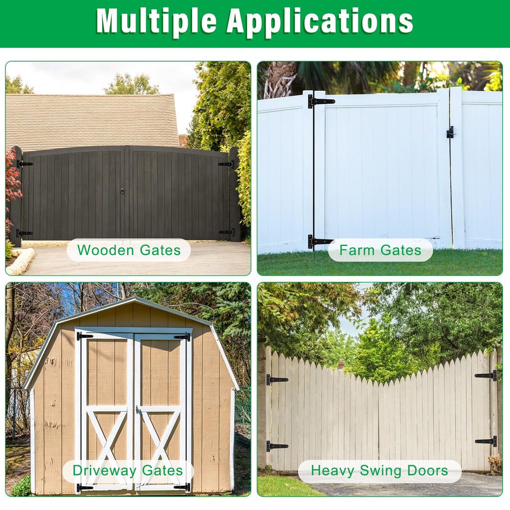 Heavy Duty Gate Hinges for Farm & Driveway Gates, 2 Pack