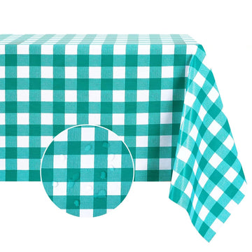 Gingham Vinyl Tablecloth, Rectangle 60 x 120, Teal Green