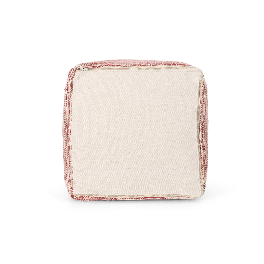 Noble House Deja Boho Yarn Pouf in Red and White