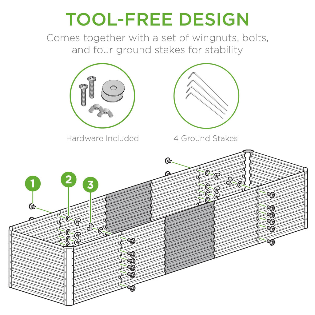 8x2x2ft Raised Outdoor Metal Garden Bed, Deep Root Box Planter for Vegetables, Flowers, Herbs, 240 Gallon Capacity