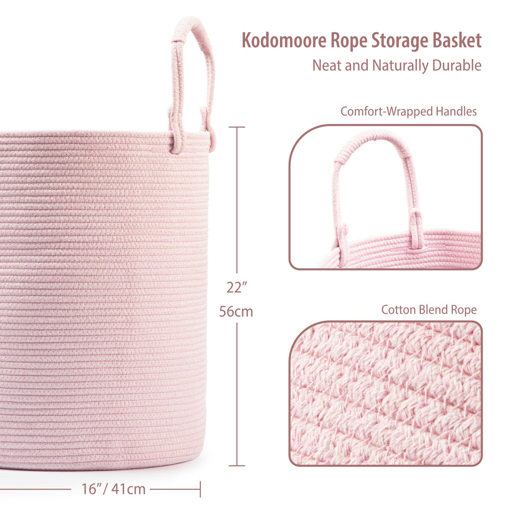 Laundry Hamper Basket, Woven Cotton Rope Blanket Basket, Nursery Storage