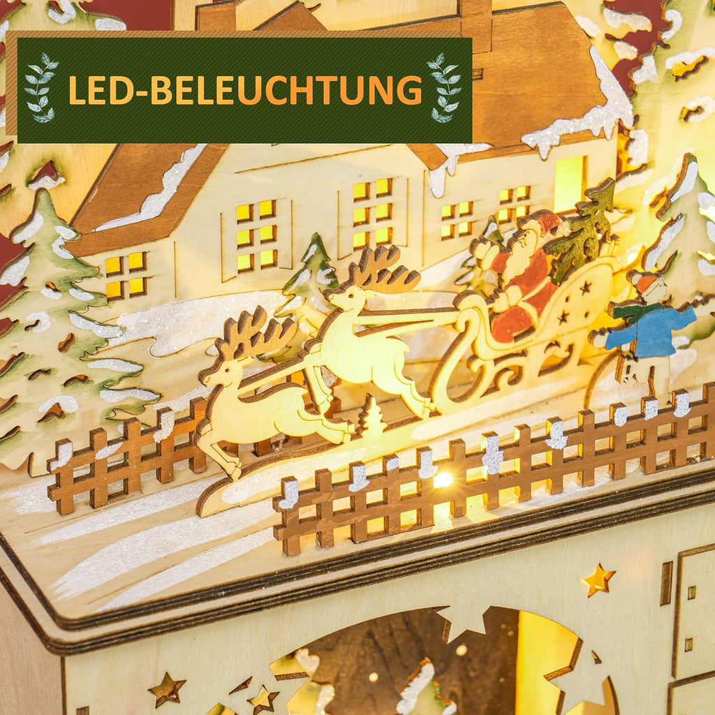 Christmas Advent Calendar Light Up Kids Adults 24 Drawers Natural