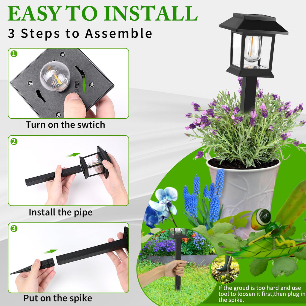 Solar Pathway Lights Outdoor,12 Pack Cool White 6000K Solar Lights