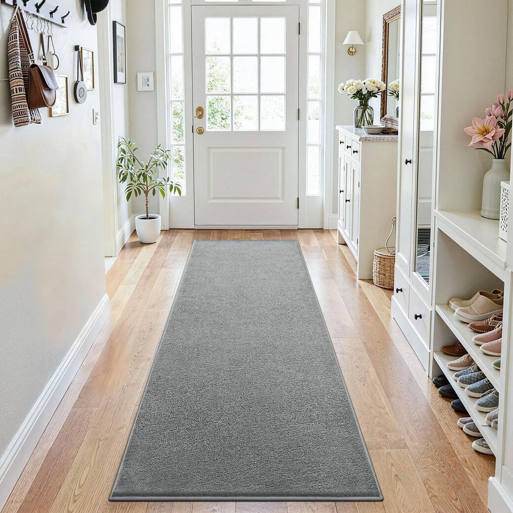 Soft Runner Rug, Washable and Non-Slip, Grey