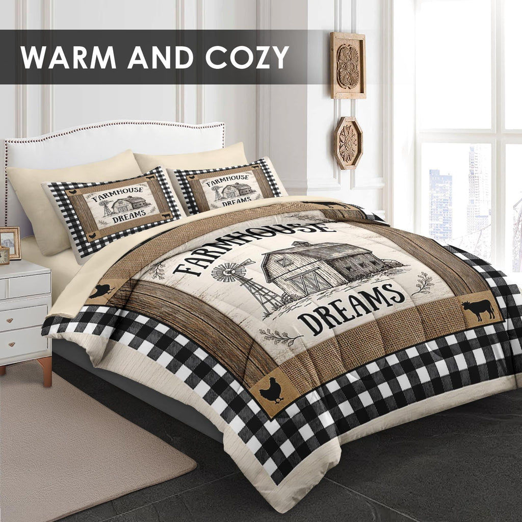 Comforter Set with Sheets, 7 Pieces Farmhouse Rustic Bedding