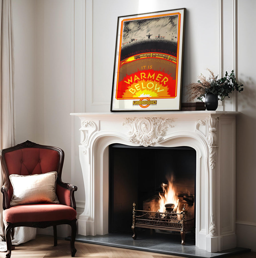Master Vintage Travel Poster - Retro Tourism Print - It Is Warmer Below, London Underground, Climate, Train - Gift