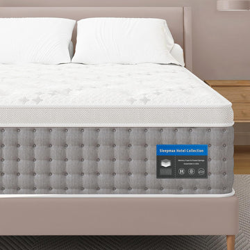 Extra Firm California King Hybrid Mattress 14" Pain Relief | Hotel-Collection Bed in Box, Extra Lumbar & Hip Support