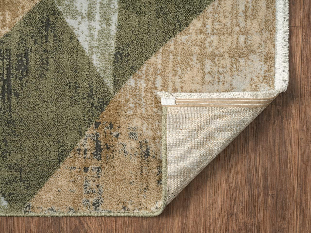4x6 Savoy Collection Area Rug - Green and Cream Geometric Design - 4'x6' - Easy to Clean - Durable for Kids and Pets