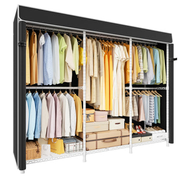E14C Pro Heavy Duty Closet Organizer System, Freestanding Clothing Racks for Hanging Clothes, Adjustable Garment Rack